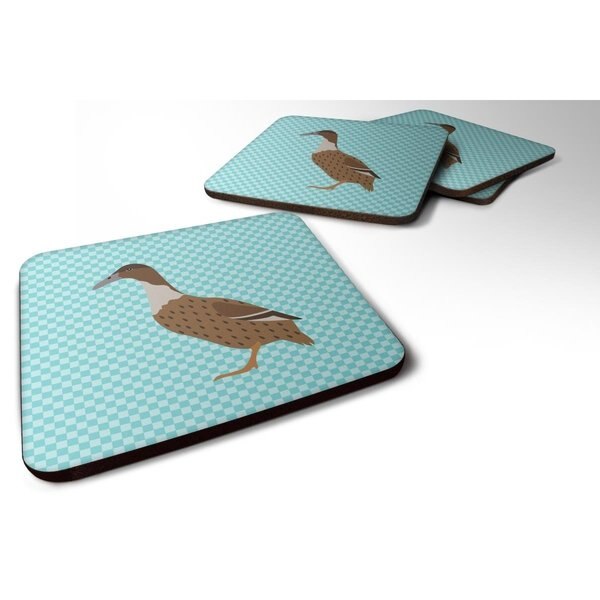 Dutch Hook Bill Duck Blue Check Foam Coaster, Set of 4